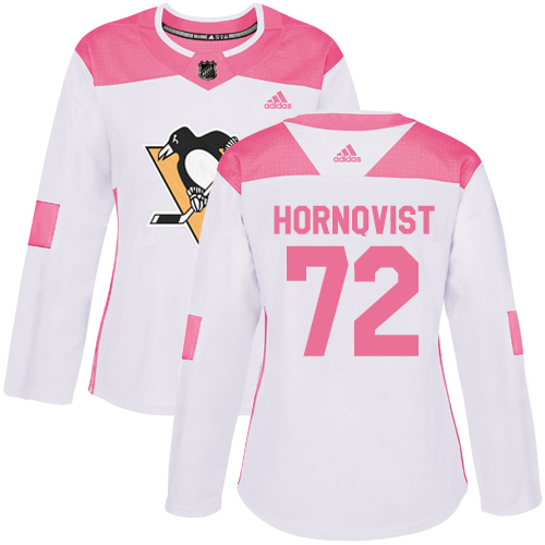 Adidas Penguins #72 Patric Hornqvist White/Pink Authentic Fashion Women's Stitched NHL Jersey - Click Image to Close